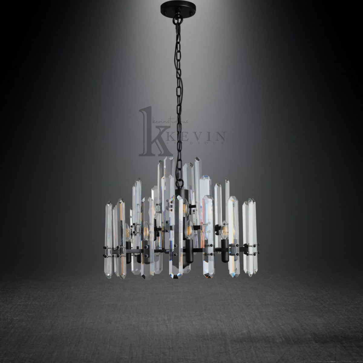 Bradley Modern Faceted Crystal Prism Chandelier 24", 36", 48