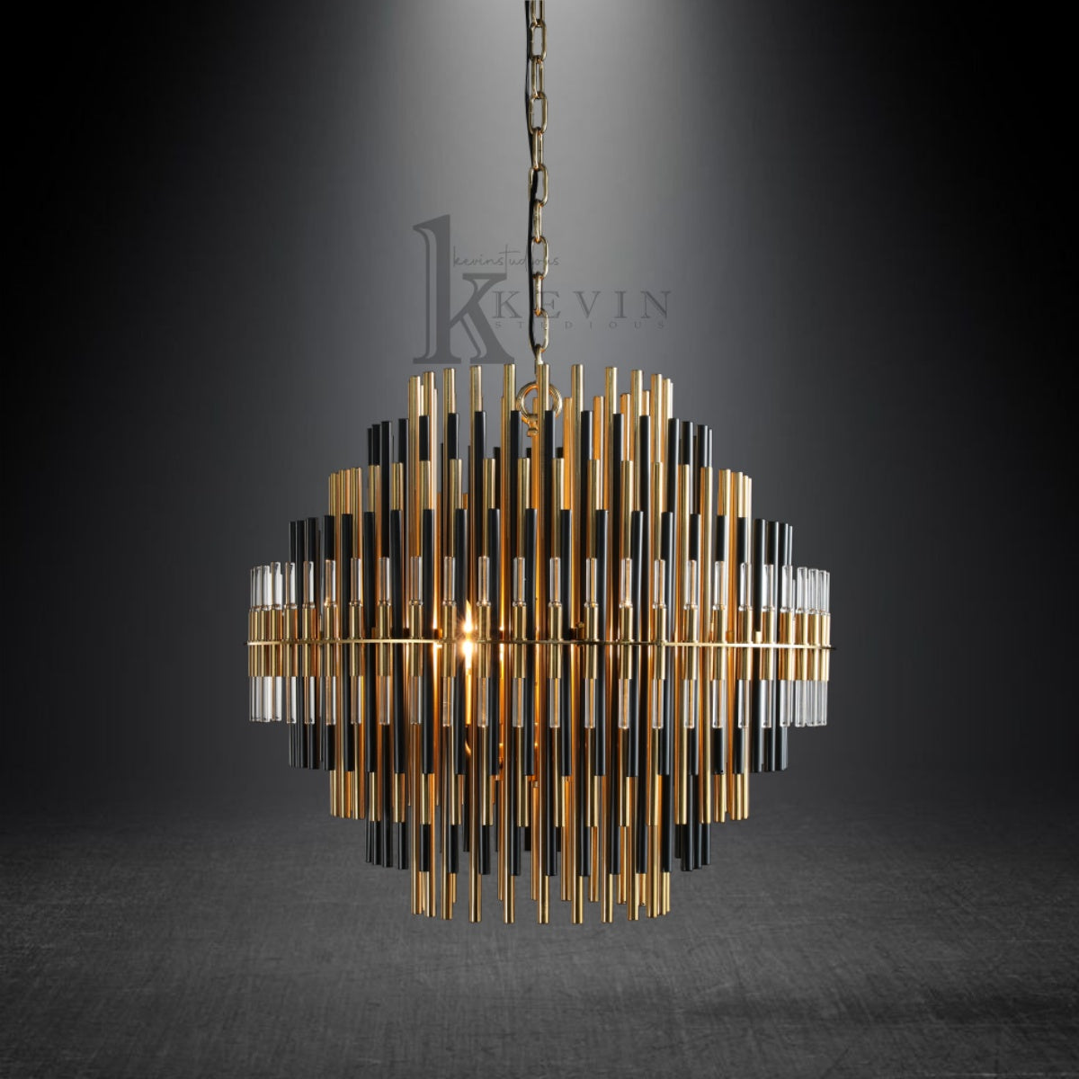 Auro Modern Round Brass Tubes Chandelier 24", 32", 42"