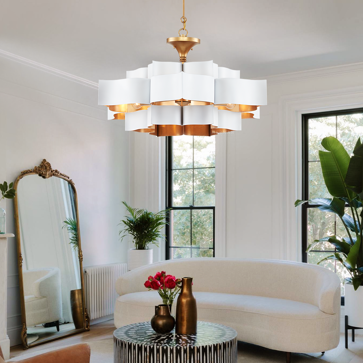 Grand Lotus Small White Chandelier NORMAL Lotus   