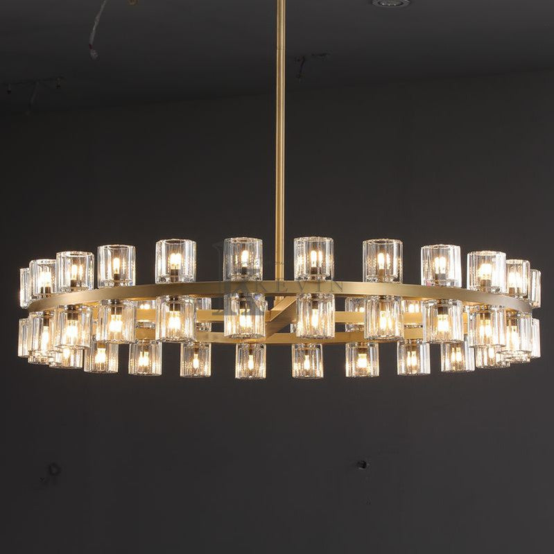 Aminda Modern Round Crystal Chandelier Light For Living Room 36", 48", 60" chandelier Kevin Studio Inc 48" Lacquered Burnished Brass 