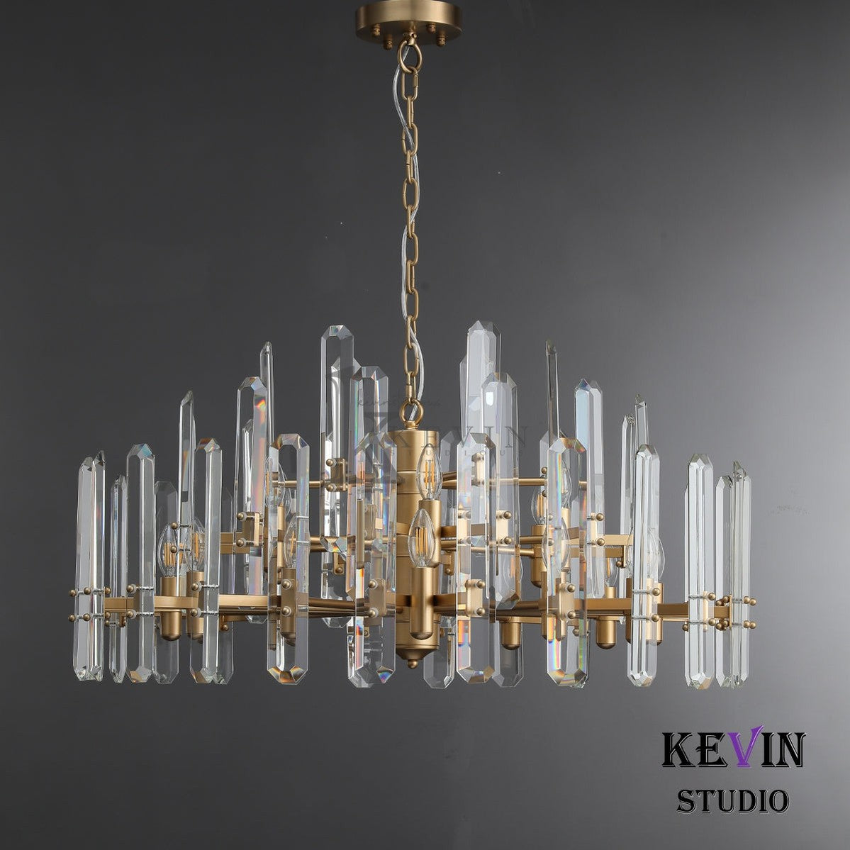 Lavan Modern Faceted Crystal Chandelier 24", 36", 48" chandelier Kevin Studio Inc   