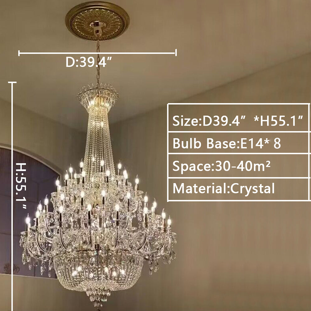 Extra Large European-style Multi-layers Candle Luxury Crystal Chandelier Gold Art Foyer/Staircase Decorative Light Fixture Chandeliers Kevinstudiolives   