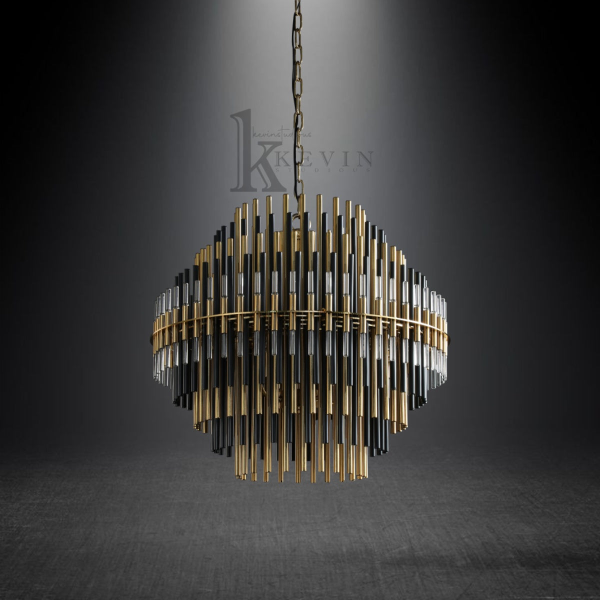 Auro Modern Round Brass Tubes Chandelier 24", 32", 42"