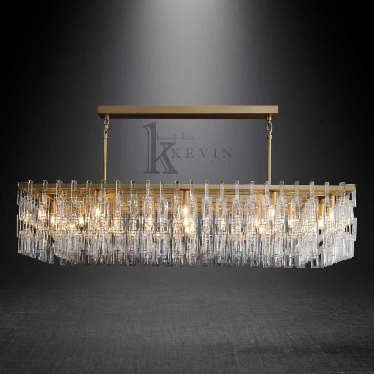 Seraphina Modern Crystal Rectangle Chandelier 60" Over Dining Table