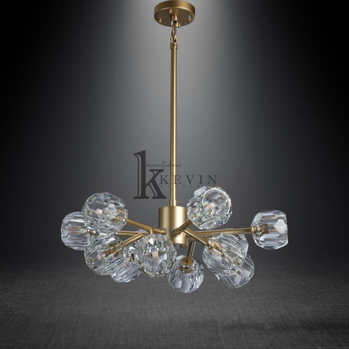 Kristal modern crystal ball round chandelier 24", 36", 48", 60", 72. Crystal ball colors available (Clear/Smoky).