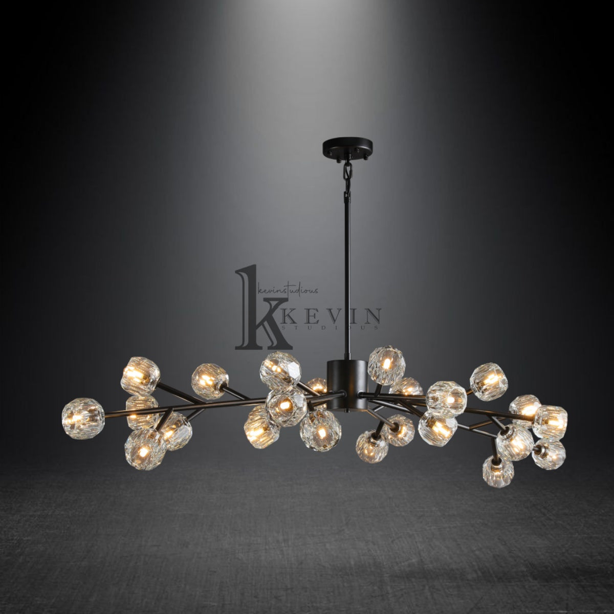 Kristal modern crystal ball round chandelier 24", 36", 48", 60", 72. Crystal ball colors available (Clear/Smoky).