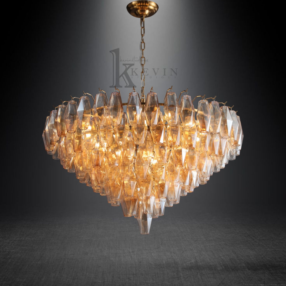 Sierra Modern Round Glass Tiered Chandelier