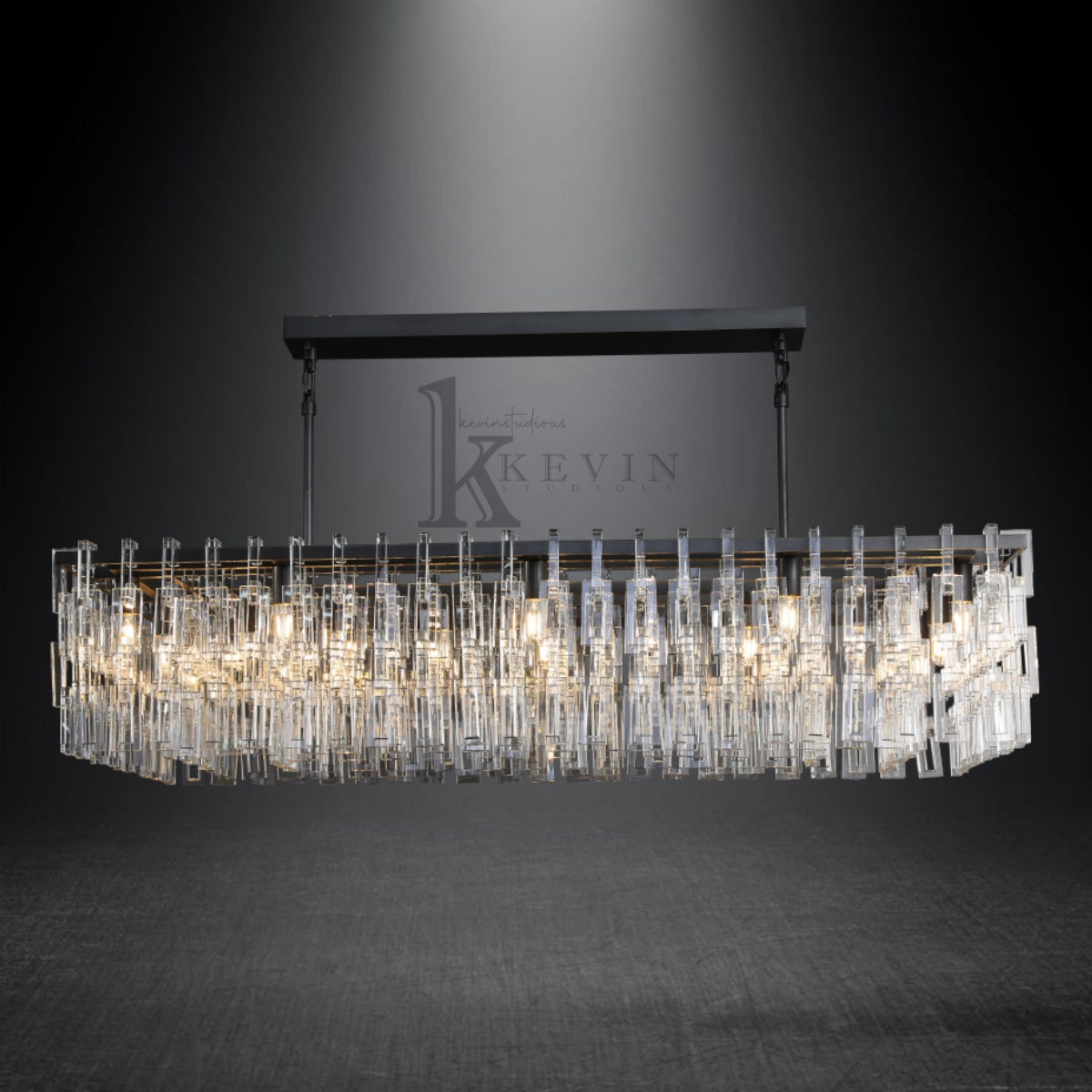 Seraphina Modern Crystal Rectangle Chandelier 60" Over Dining Table