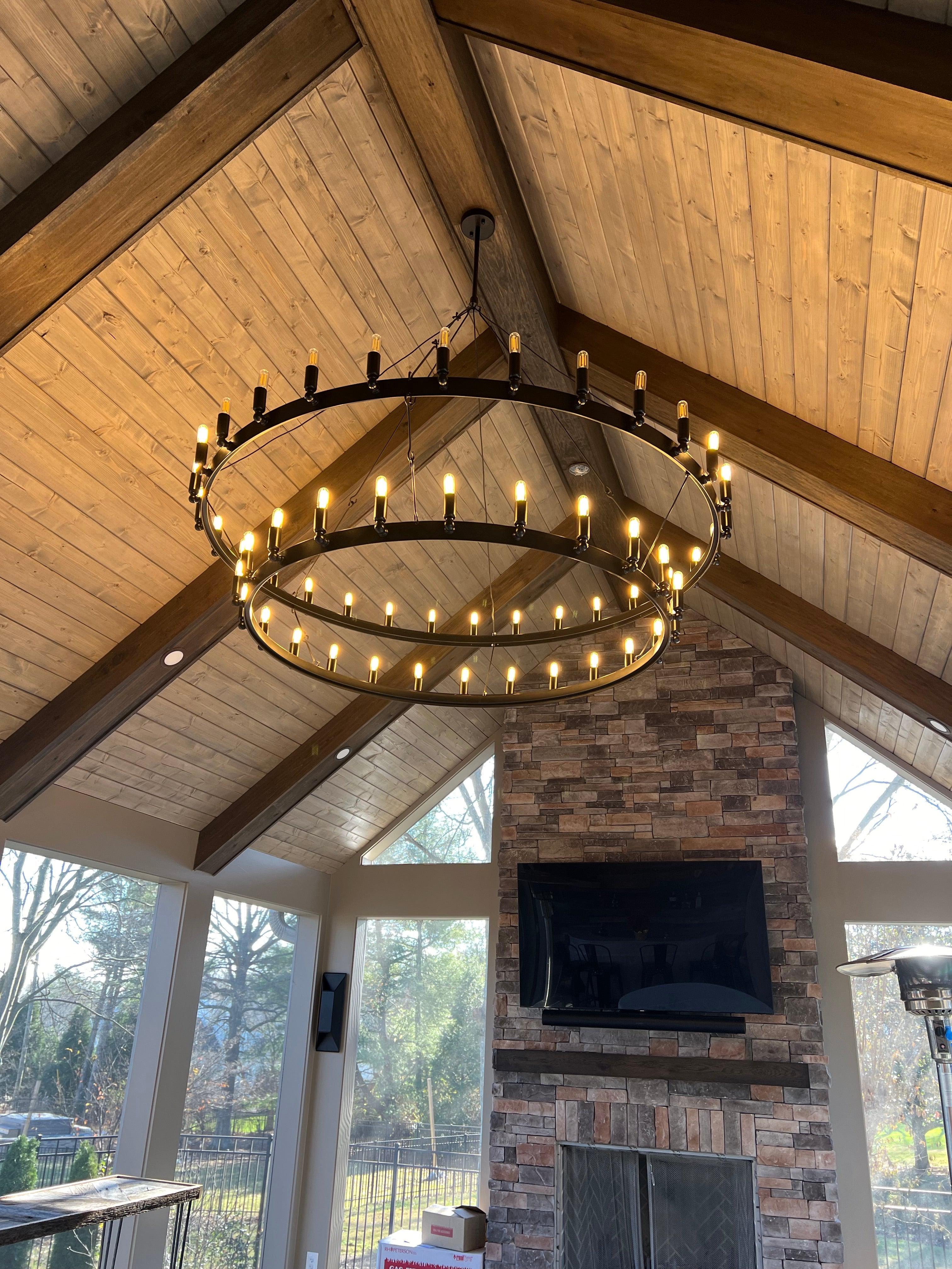 Camina Vintage Filament Two-Tier Round Chandelier 71"