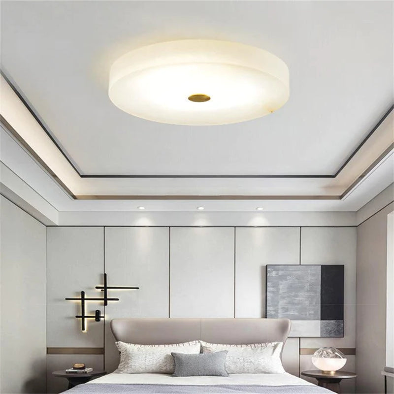 Kevin Apollo Modern Round Alabaster Flush Mounted chandelier Flush Mount Kevinstudiolives   
