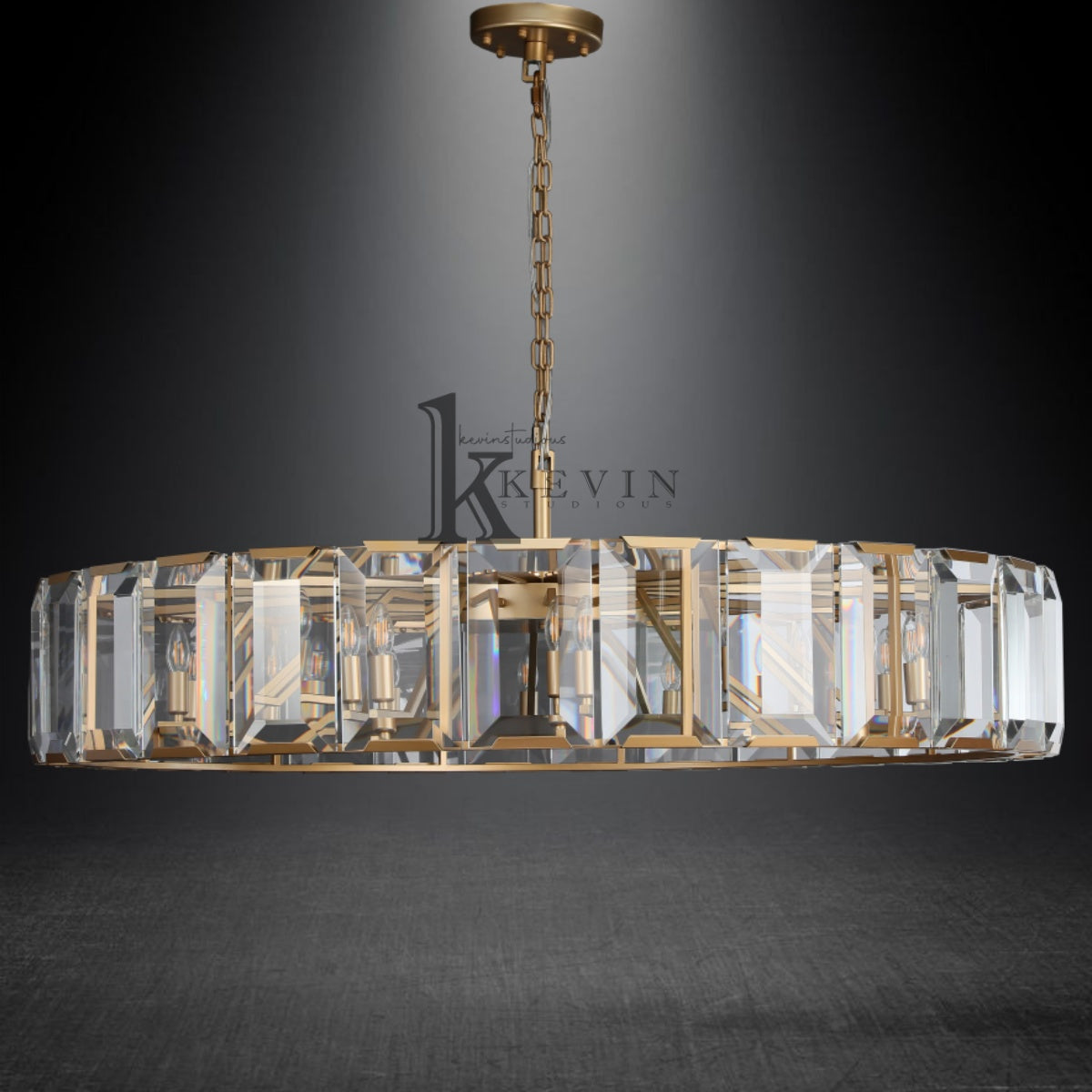 Harley Modern Faceted Crystal Glass Round Modern Chandelier 19", 31", 43", 60"