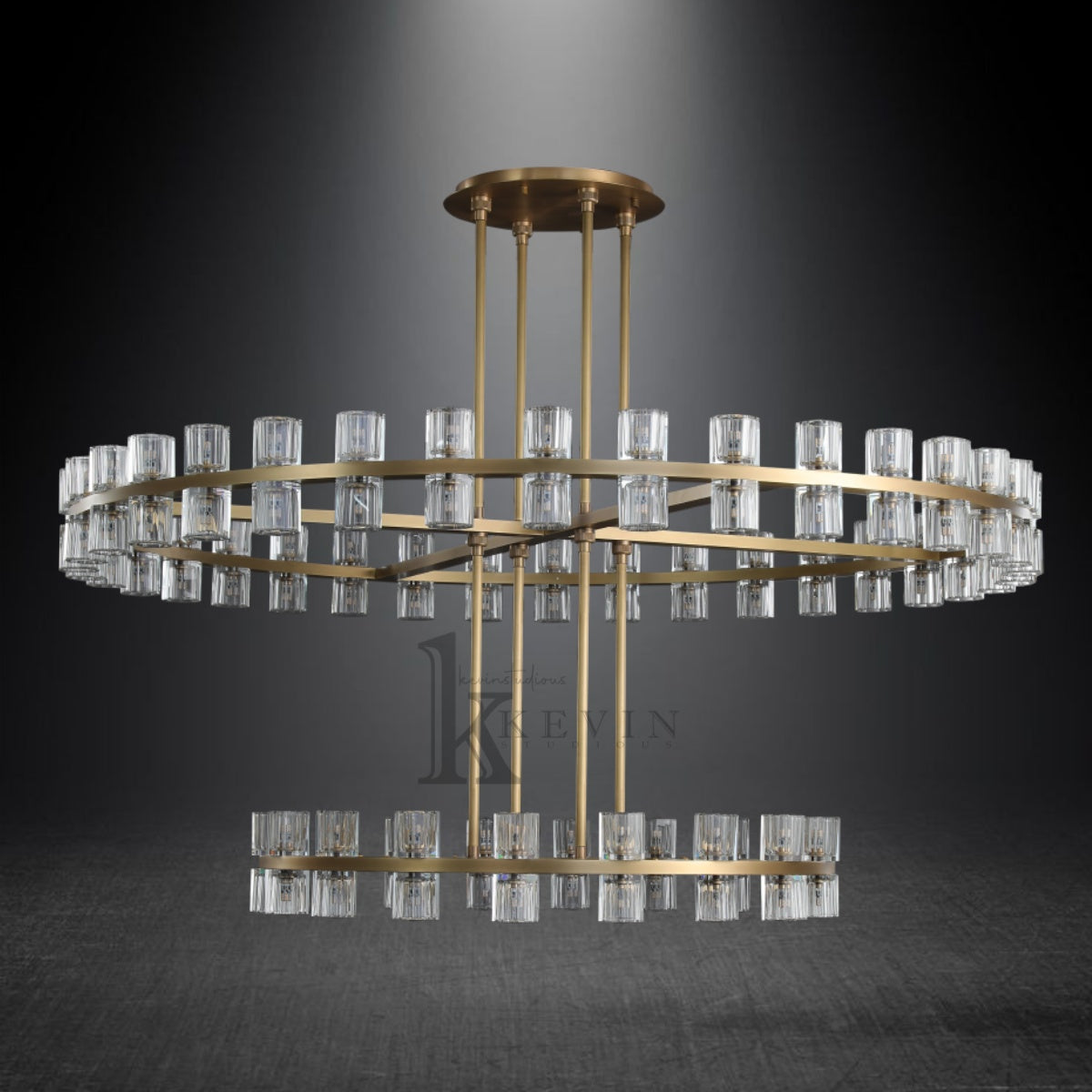 Reger Modern Round 2-tier Large Crystal Chandelier For Living Room