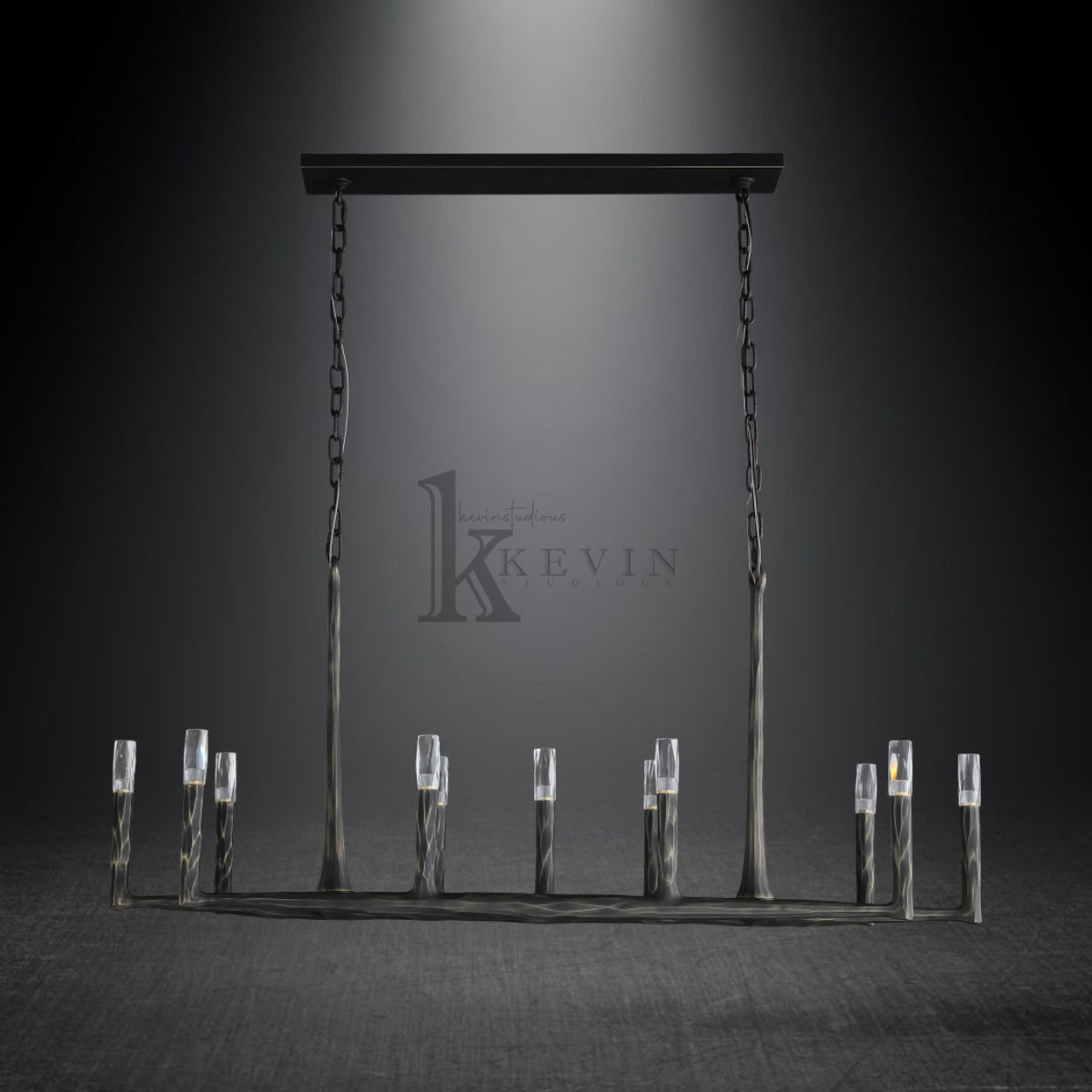 Thomas Modern Forged Brass Linear Chandelier