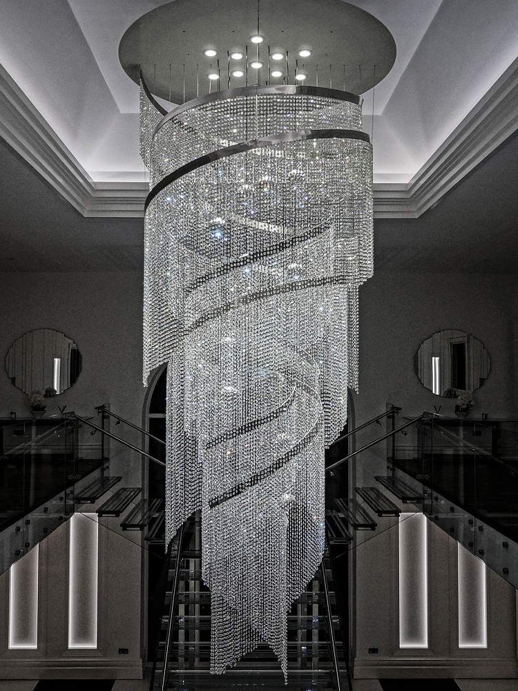 Contemporary Villa Loft Crystal Chandelier, High End Staircase Chandelier Design Chandeliers Kevinstudiolives   