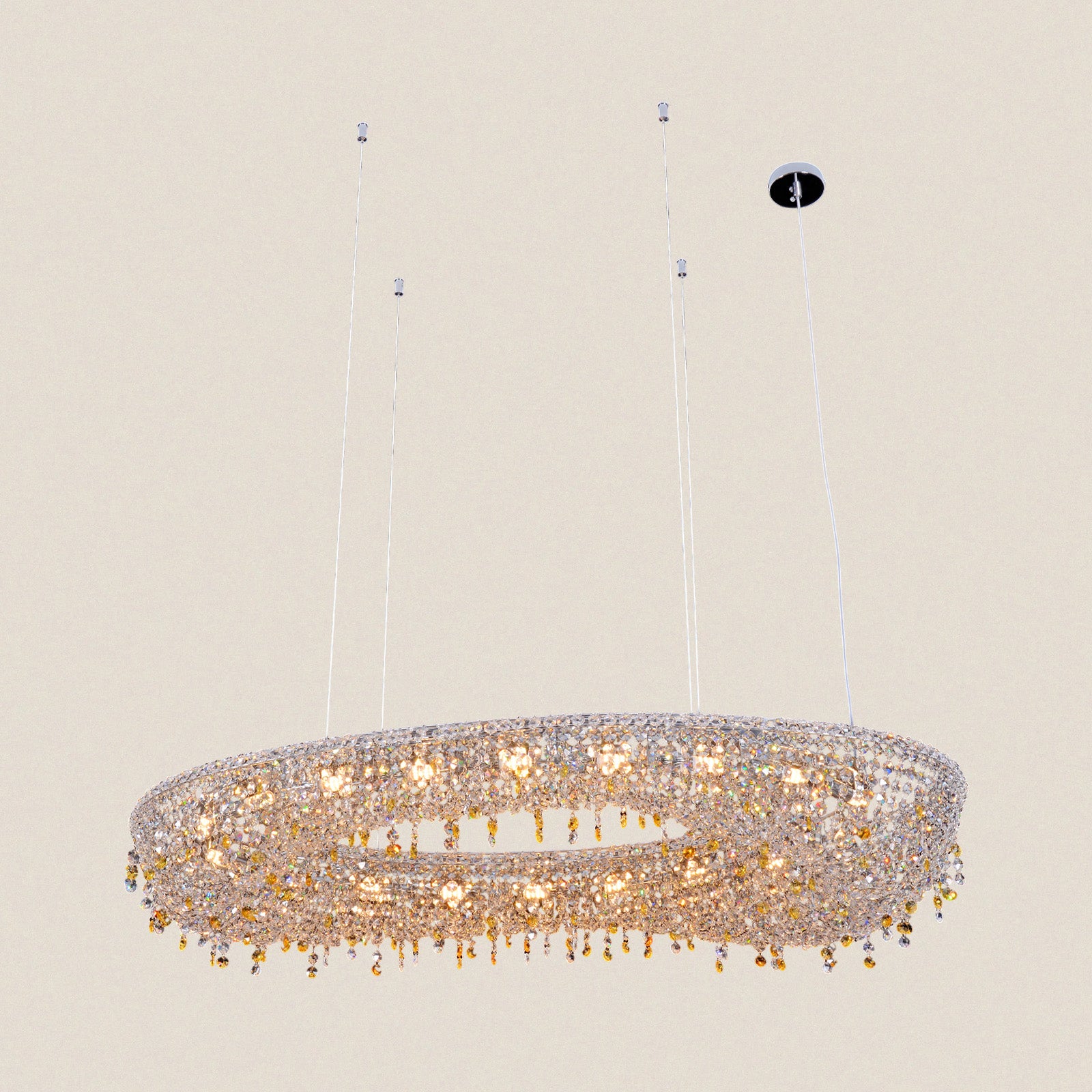 Modern Oval Crystal Luxury Suspended Chandelier