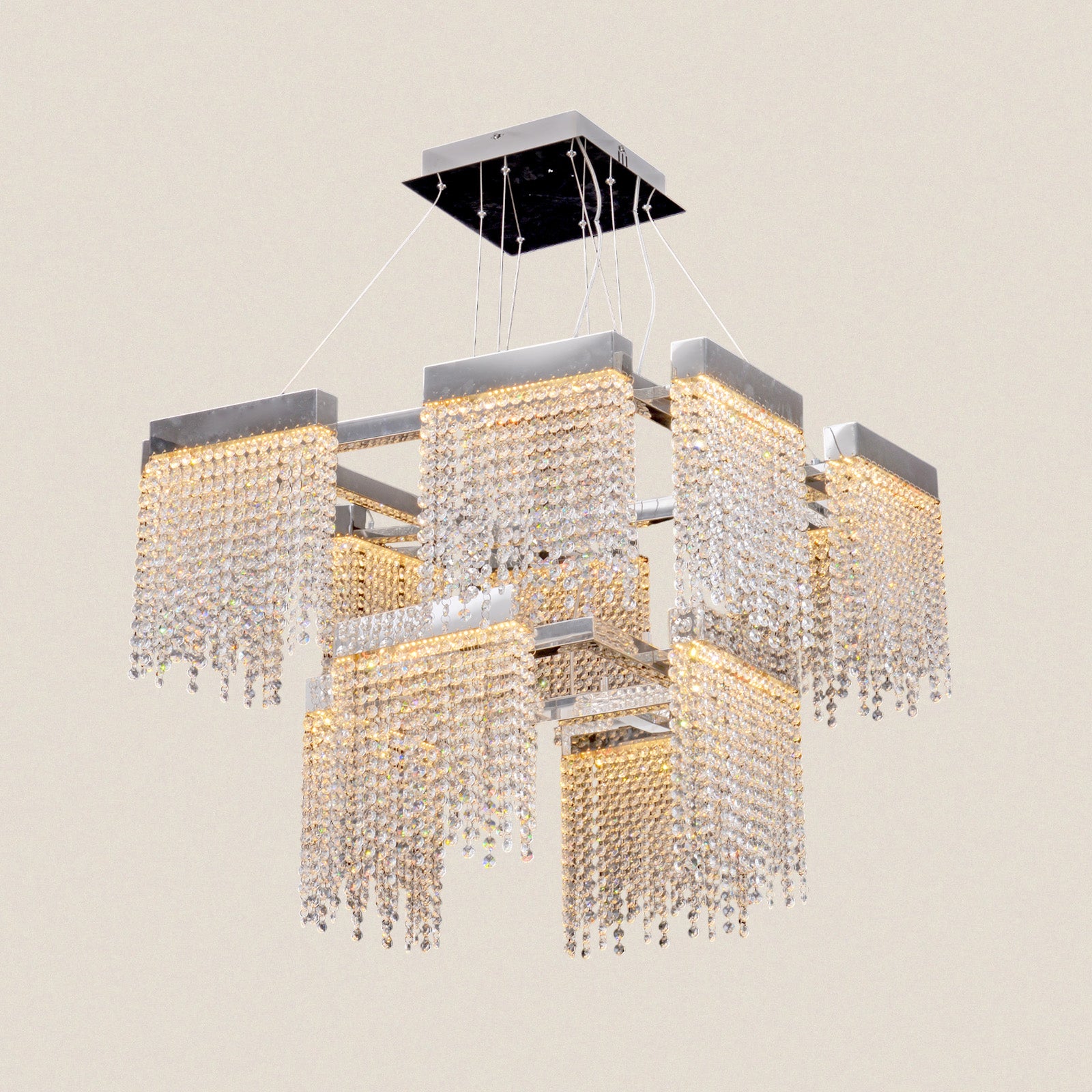 Modern Rectangular Crystal Chandelier
