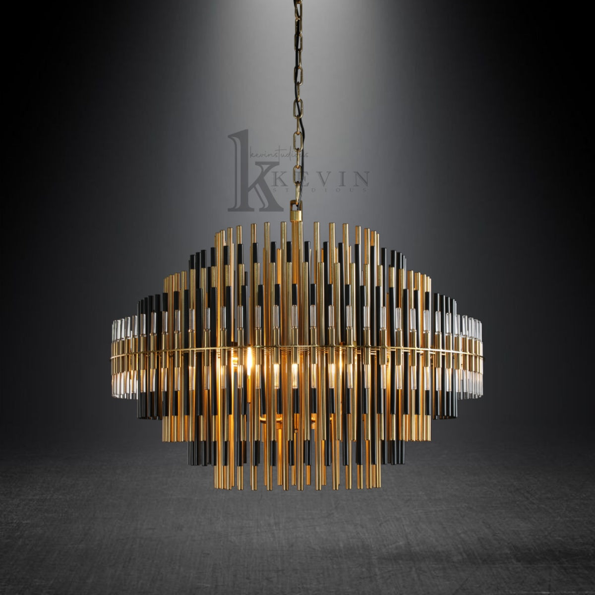 Auro Modern Round Brass Tubes Chandelier 24", 32", 42"