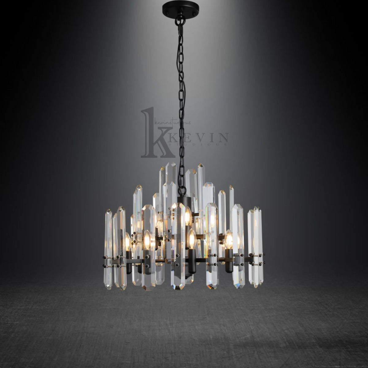 Bradley Modern Faceted Crystal Prism Chandelier 24", 36", 48