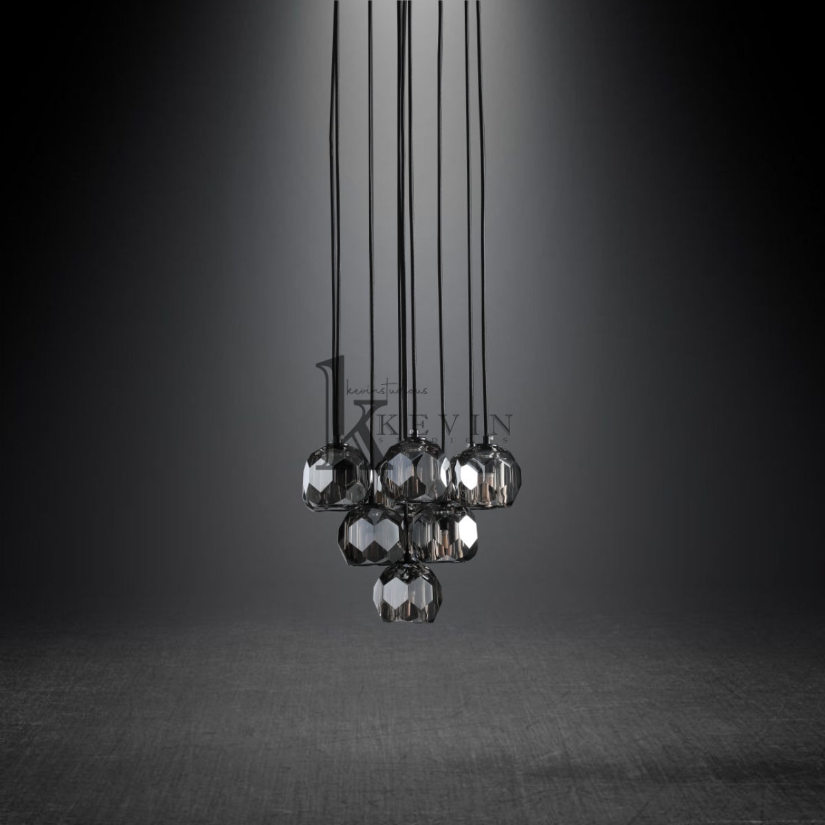 Kristal modern crystal ball cluster chandelier 14", 19", 24", 30", 40". Crystal ball colors available (Clear/Smoky).