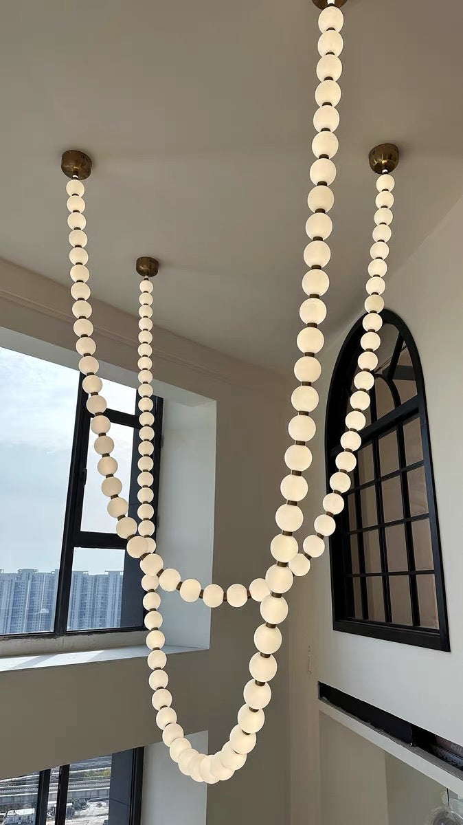 Pearl Necklance Chain Grand Duplex Staircase Chandelier Chandeliers Kevinstudiolives   