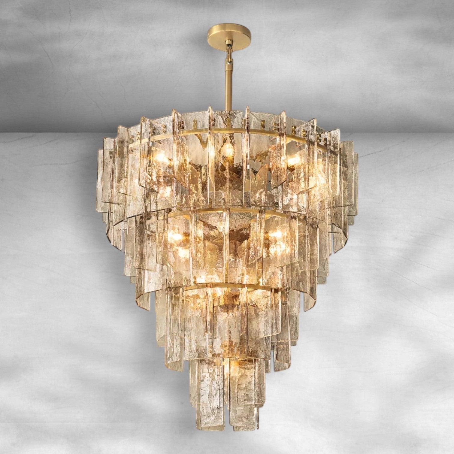Lattace Smoke Glass Tiered Round Chandelier 36"47"
