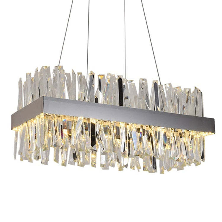 Kevin Arsen Rectangular Crystal Glass Kitchen Island Chandelier 43.3" Chandelier Kevinstudiolives Chrome  