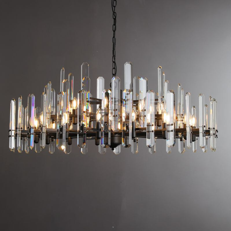 Lavan Modern Faceted Crystal Chandelier 24", 36", 48" chandelier Kevin Studio Inc Round 48" Matte Black 