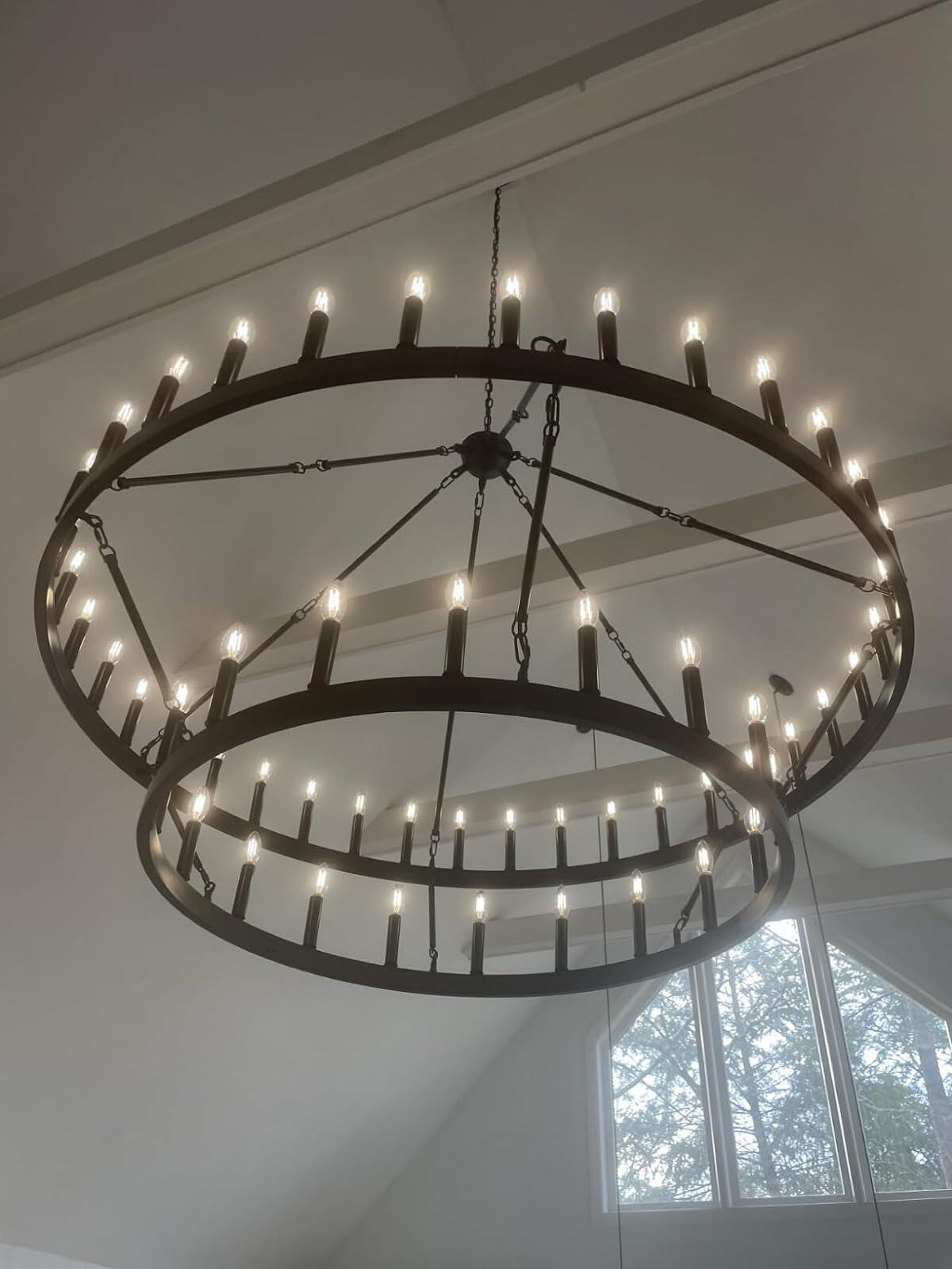 Camina Vintage Filament Two-Tier Round Chandelier 71"