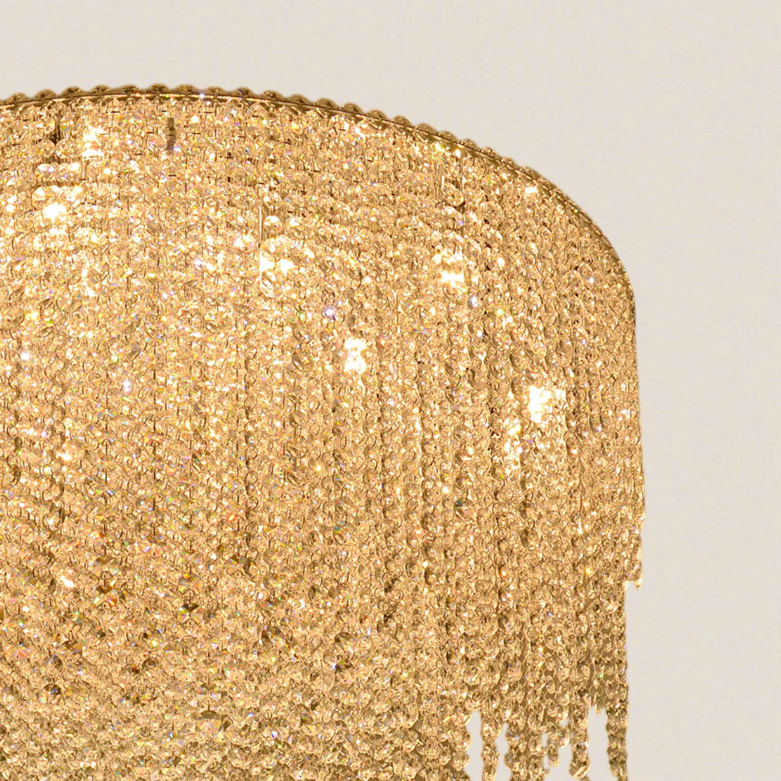 Luxury Golden Rainfall Design Crystal Flush Mount Ceiling Light