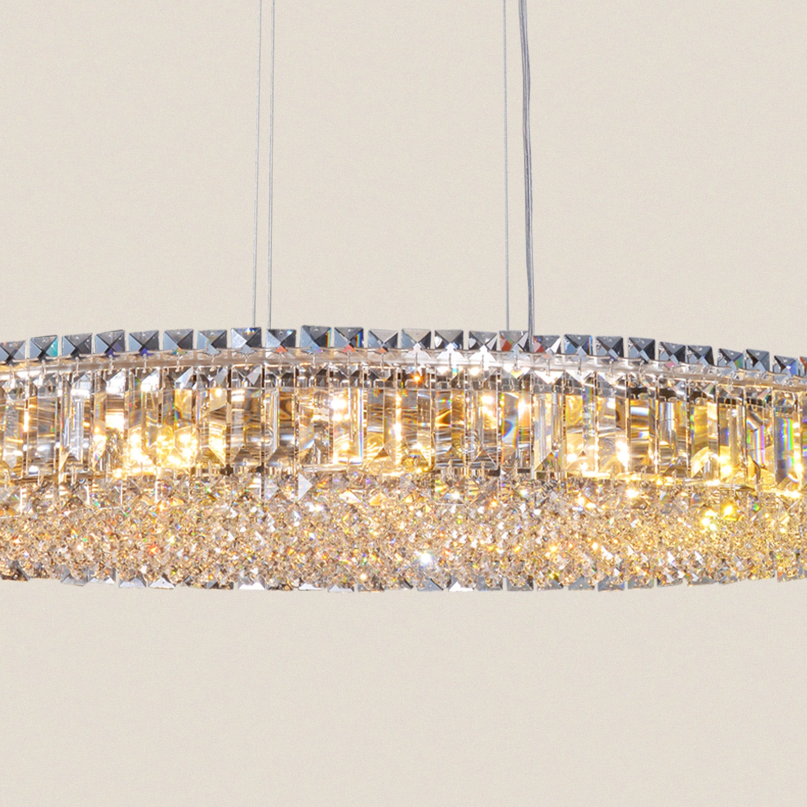 Modern Round Crystal Ring Chrome Chandelier