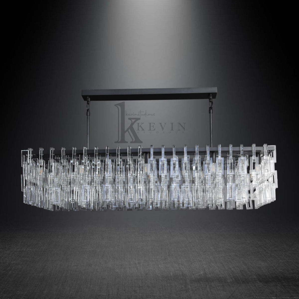 Seraphina Modern Crystal Rectangle Chandelier 60" Over Dining Table