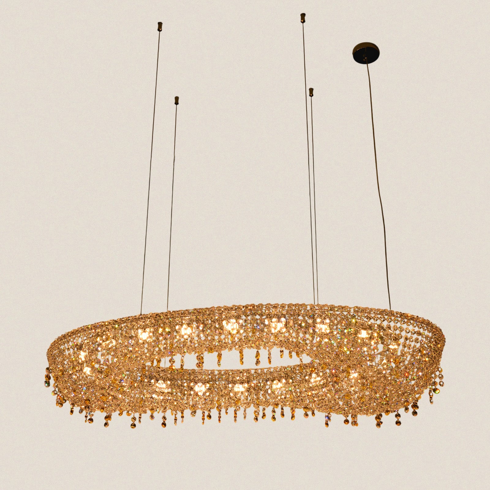 Modern Oval Crystal Luxury Suspended Chandelier