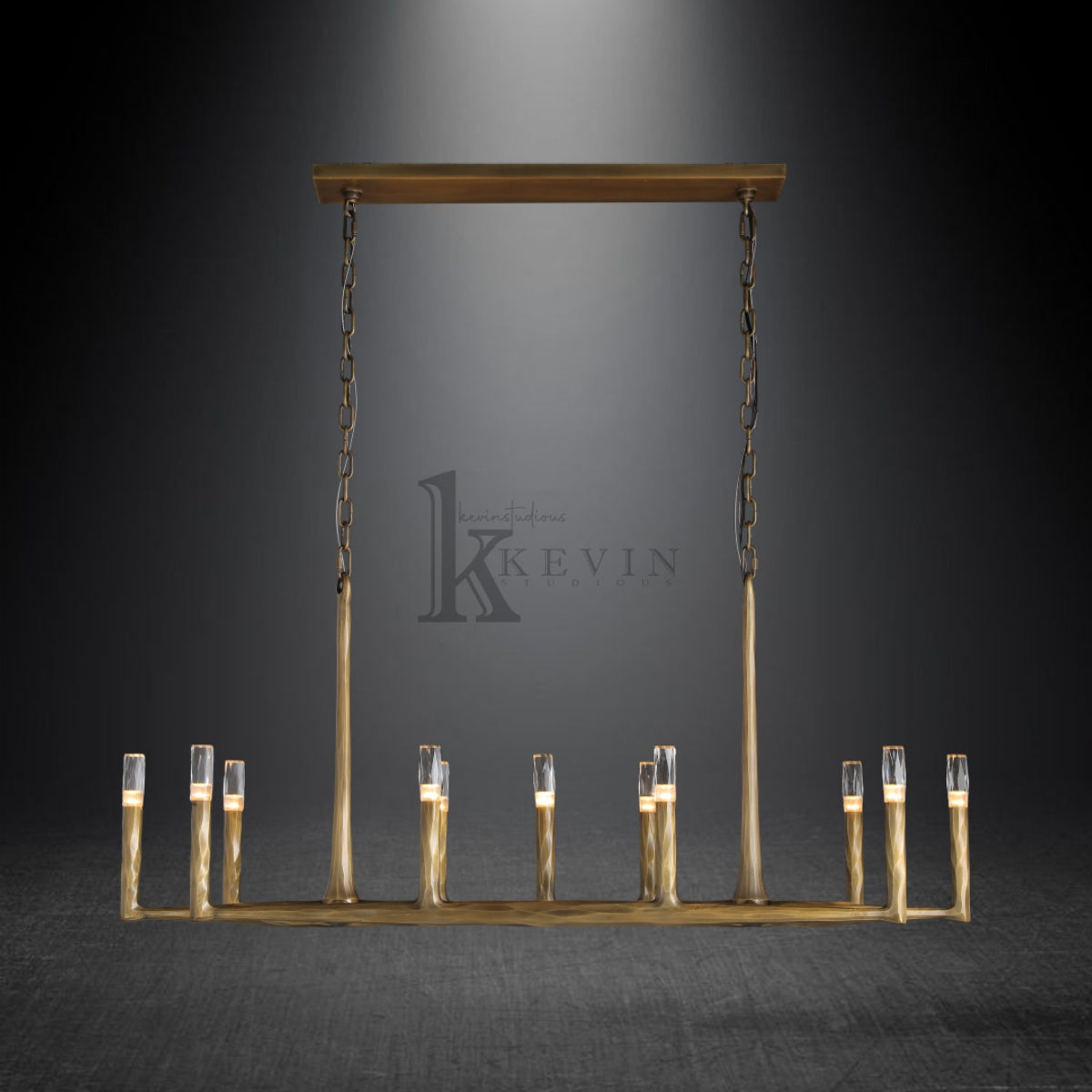 Thomas Modern Forged Brass Linear Chandelier