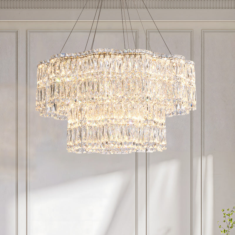 Kevin Luxury Elegant Linear Pendant Crystal Chandelier  Kevin Studio 31.5" D x 19.7" H  