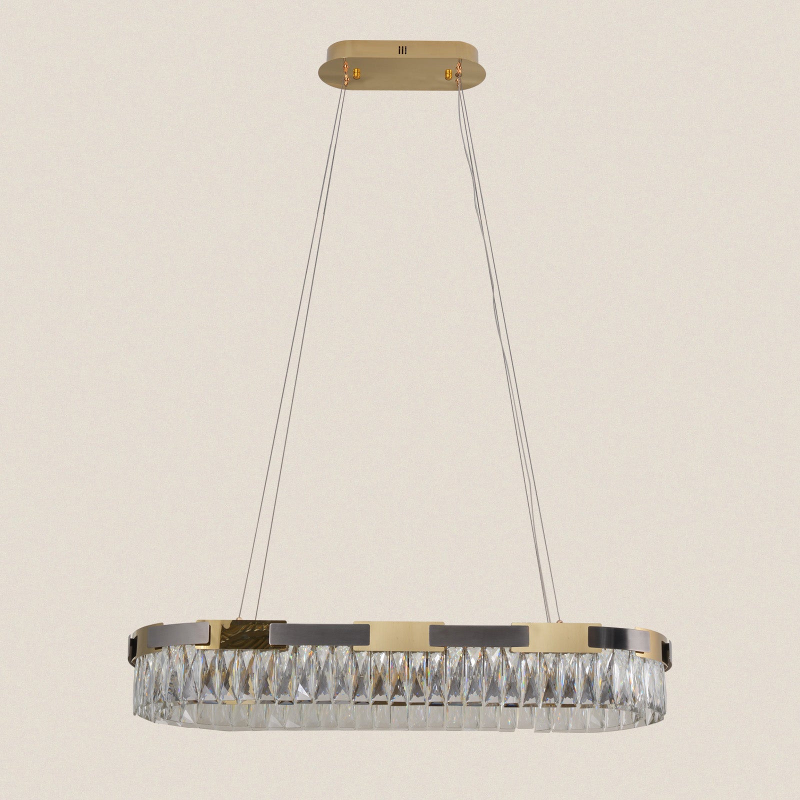Modern Oval Crystal Gold Finish Pendant Chandelier