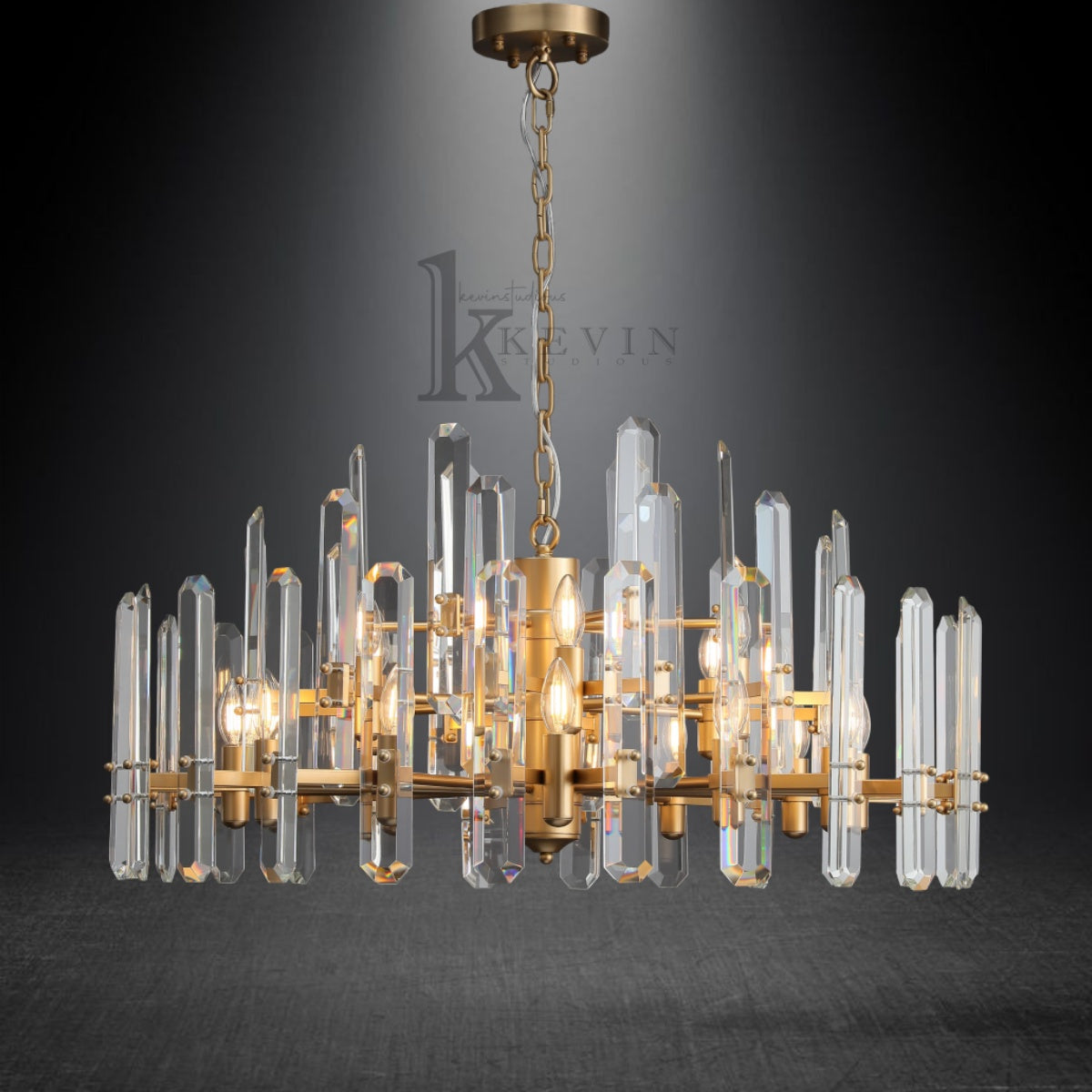 Bradley Modern Faceted Crystal Prism Chandelier 24", 36", 48