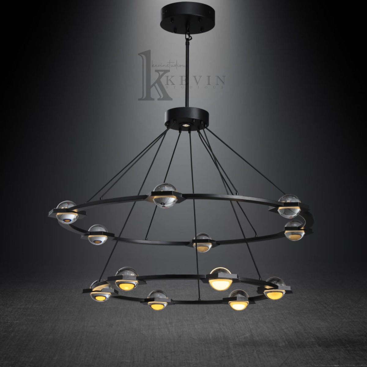 Planet Modern Circular Crystal Ball 2-Tier Round Chandelier 48", 60"