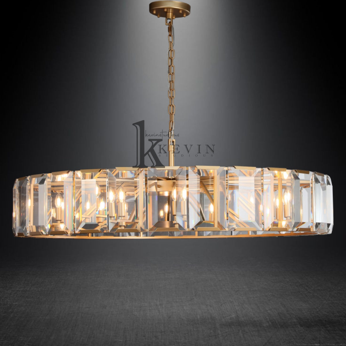 Harley Modern Faceted Crystal Glass Round Modern Chandelier 19", 31", 43", 60"