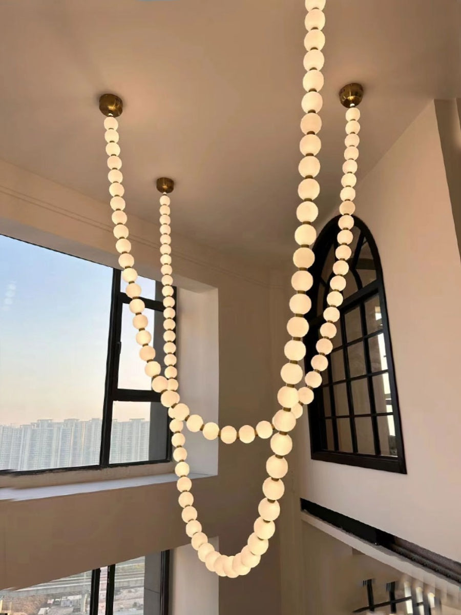 Pearl Necklance Chain Grand Duplex Staircase Chandelier Chandeliers Kevinstudiolives   