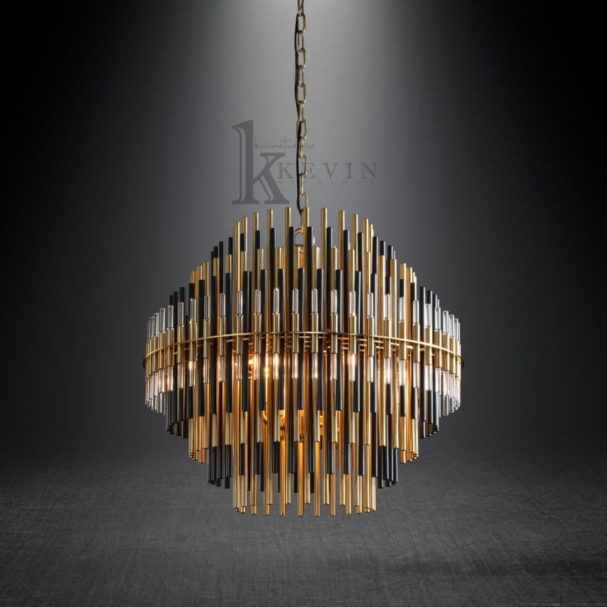 Auro Modern Round Brass Tubes Chandelier 24", 32", 42"