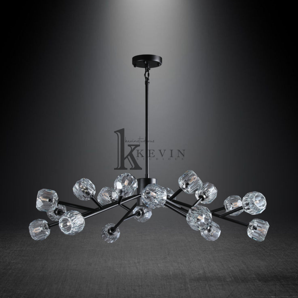 Kristal modern crystal ball round chandelier 24", 36", 48", 60", 72. Crystal ball colors available (Clear/Smoky).