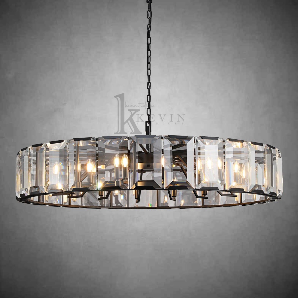 Harley Modern Faceted Crystal Glass Round Modern Chandelier 19", 31", 43", 60"