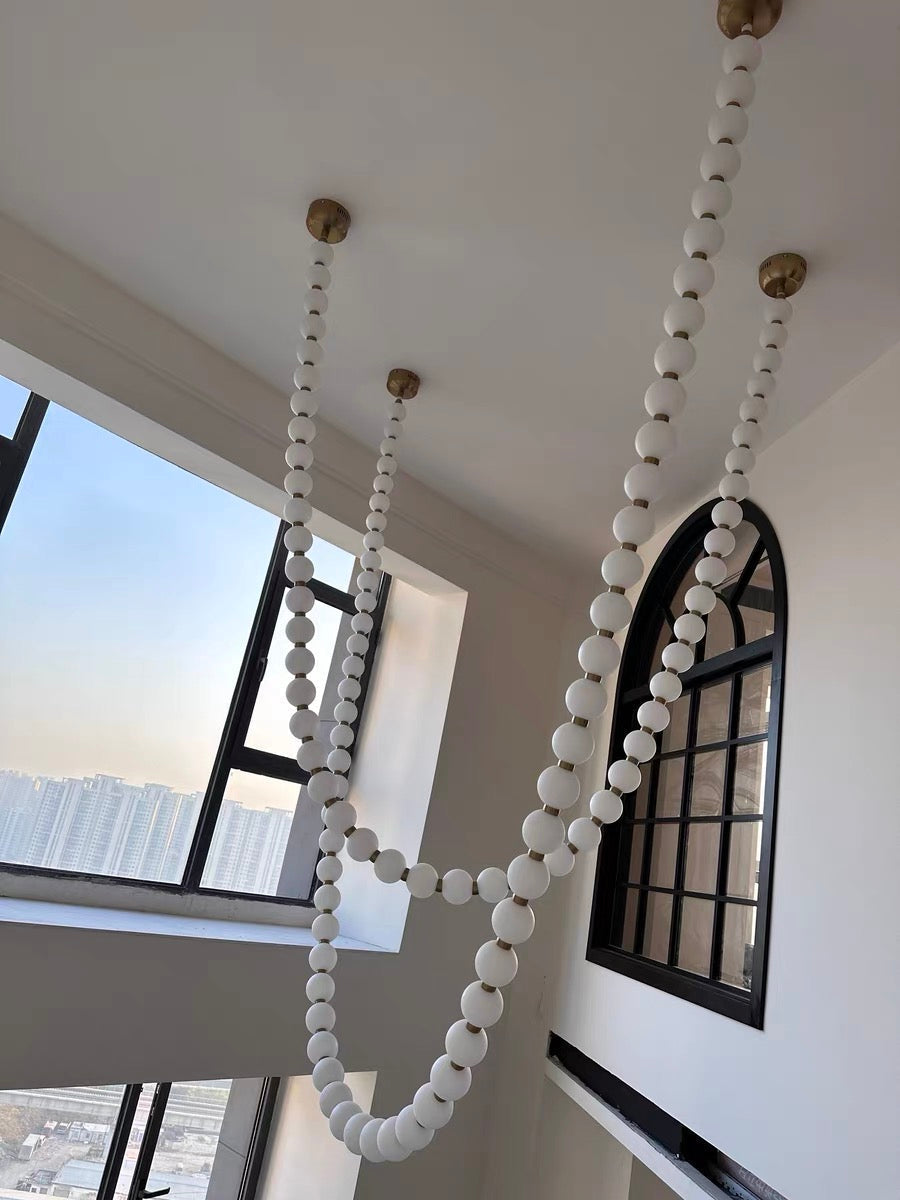 Pearl Necklance Chain Grand Duplex Staircase Chandelier Chandeliers Kevinstudiolives   