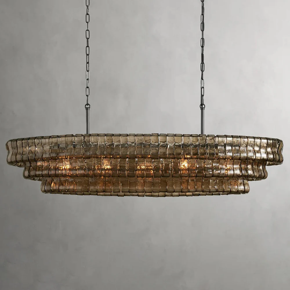 Evadne Modern Glass Oval Chandelier chandeliers for dining room,chandeliers for stairways,chandeliers for foyer,chandeliers for bedrooms,chandeliers for kitchen,chandeliers for living room Kevin Studio Inc Bronze Smoke 54"