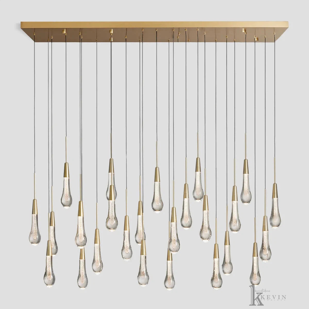 Soltaire Luminara Teardrop Modern Glass Linear Chandelier Chandelier Kevin Studio Inc   