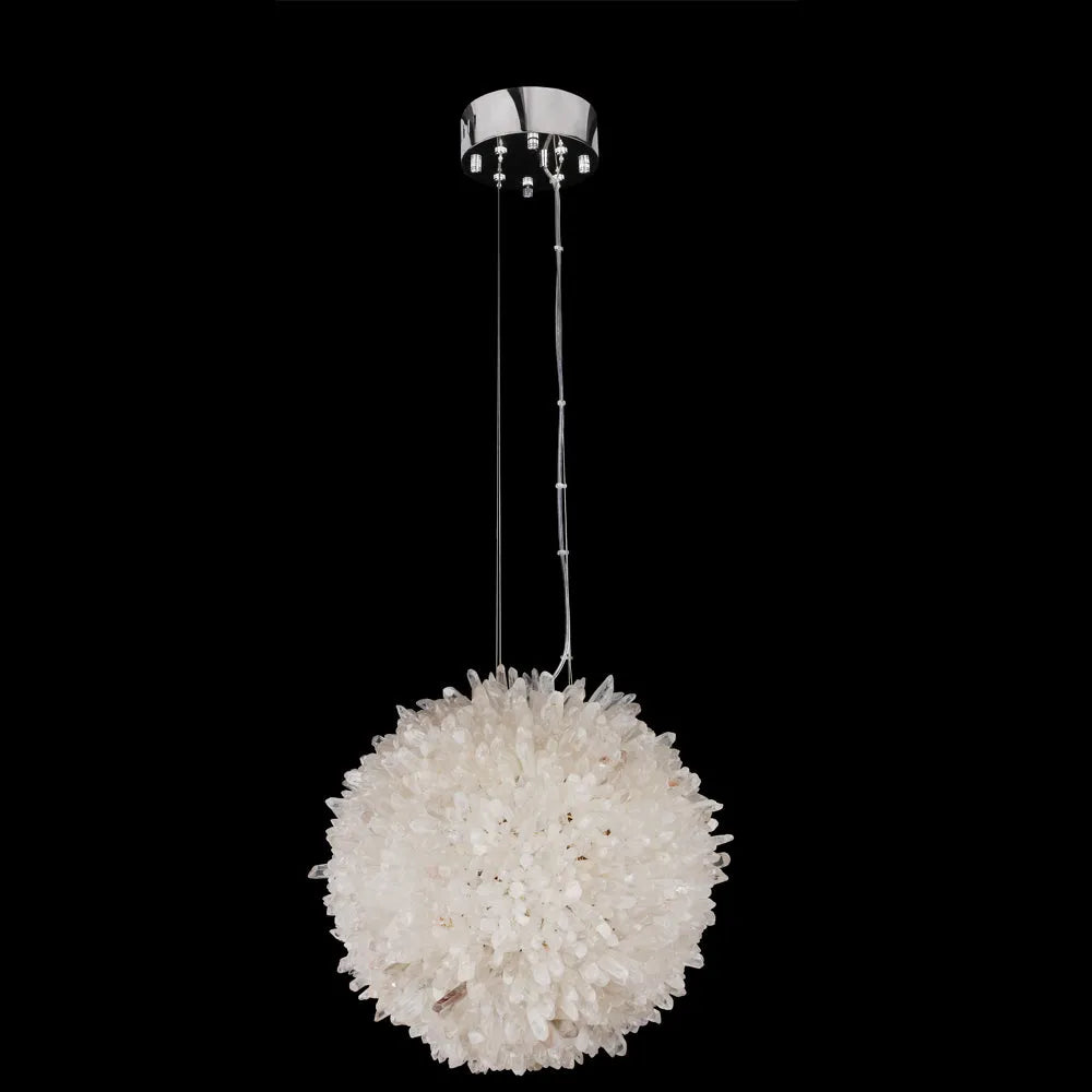 Clear Geode Quartz Crystal Ball Modern Pendant Light Chandelier Kevin Studio Inc Diam 9''  