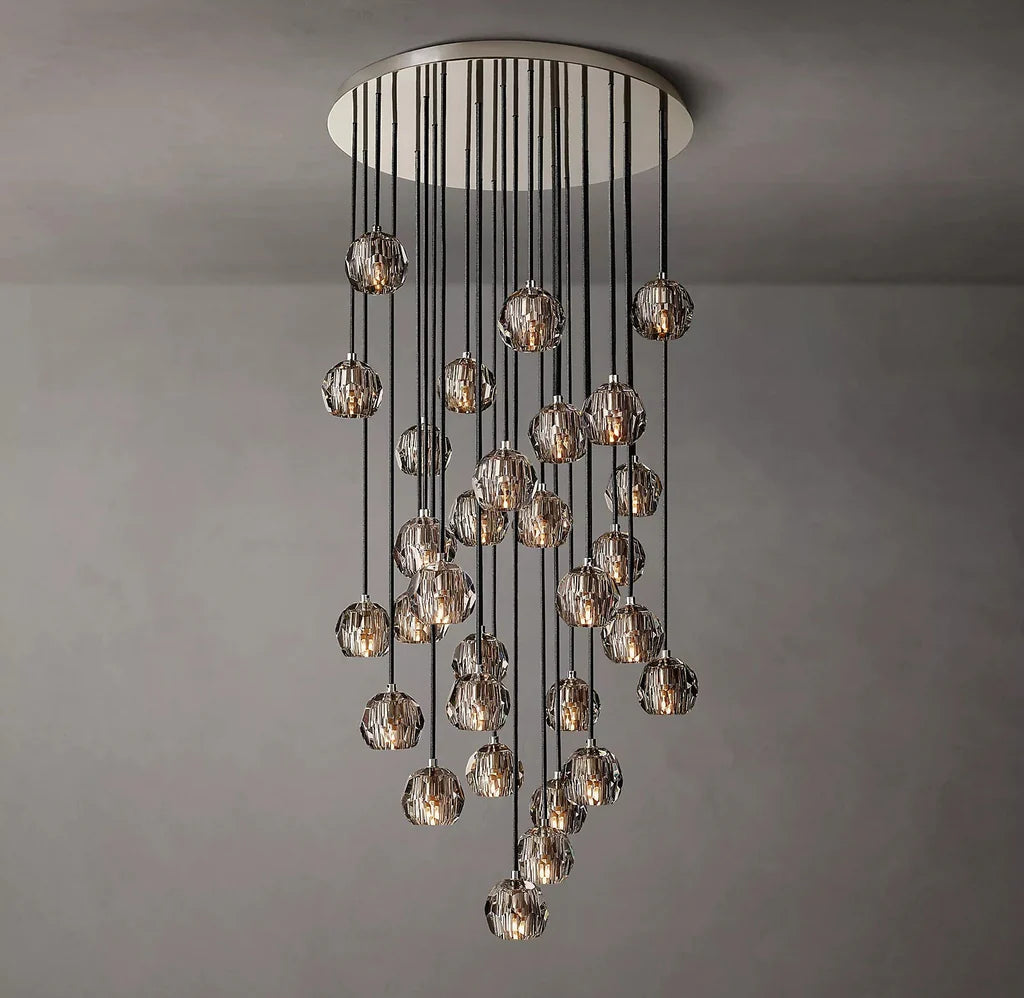 Kristal modern crystal ball cluster chandelier 14", 19", 24", 30", 40". Crystal ball colors available (Clear/Smoky).