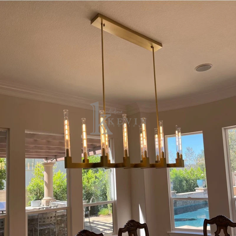 Zreddie Candlestick Modern Linear Chandelier, Island Chandelier 55'' 67'' L chandelier Kevin Studio Inc   