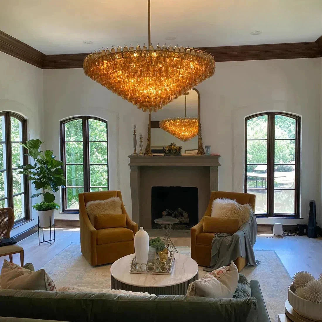 Chiaravalle Glass Tiered Round Chandelier 37"D 47"D 62"D