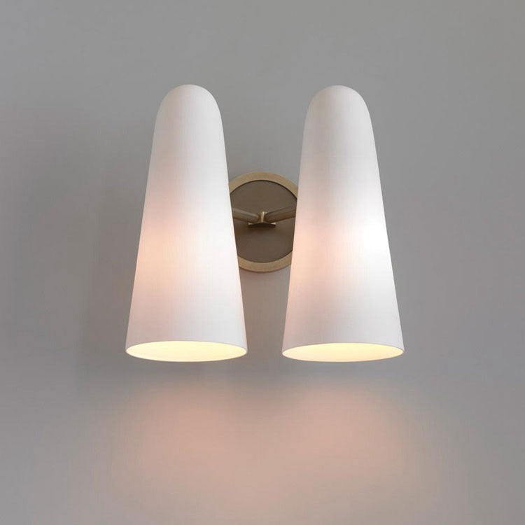 Lydia White Ceram Double Shade Wall Sconce  Herman Lighting   